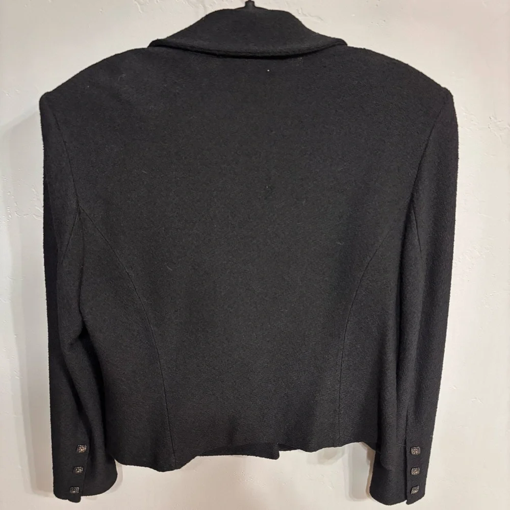 St. John Collection Black Women's Knit Boucle Double Breasted Blazer Sz 12 EUC